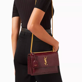  YSL Sunset Croc-embossed Leather Medium 