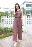  Jumpsuit lanh dài sát nách họa tiết, đồ bộ dài cao cấp Cardina 