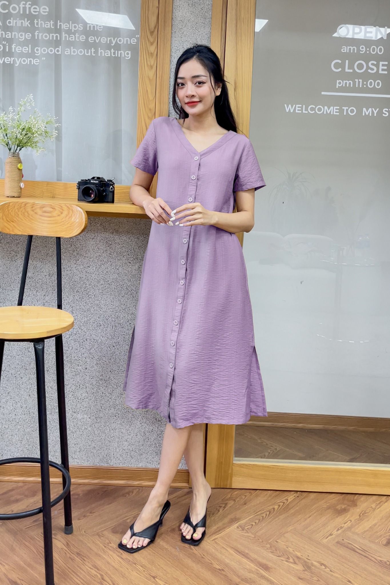 Đầm Công Sở Sơ Mi Ngắn Tay Dáng Dài Quá Gối Váy Đũi Mềm Mát Thiết #8 Đầm Công Sở Sơ Mi Ngắn Tay Dáng Dài Quá Gối Váy Đũi Mềm Mát Thiết