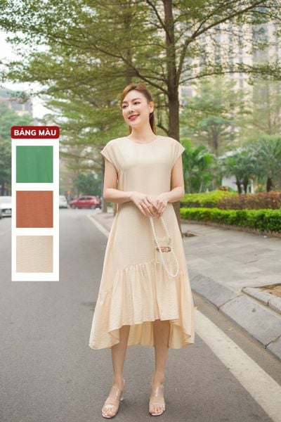  Đầm đũi dáng suông đuôi cá bất đối xứng 