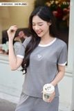  Bộ đồ nữ dáng quần dài chất tăm Hàn phối viền đính tag ngực 