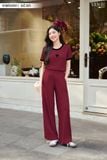  Bộ đồ nữ dáng quần dài chất tăm Hàn phối viền đính tag ngực 