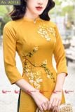  Áo dài cách tân vải lụa kết hoa nhí thủ công Cardina (không kèm quần) 