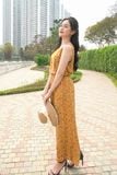  Jumpsuit lanh dài sát nách họa tiết, đồ bộ dài cao cấp Cardina 