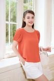  Áo blouse nữ chất liệu tằm Ý tay cộc dập ly 