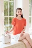  Áo blouse nữ chất liệu tằm Ý tay cộc dập ly 