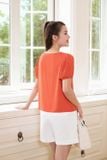  Áo blouse nữ chất liệu tằm Ý tay cộc dập ly 