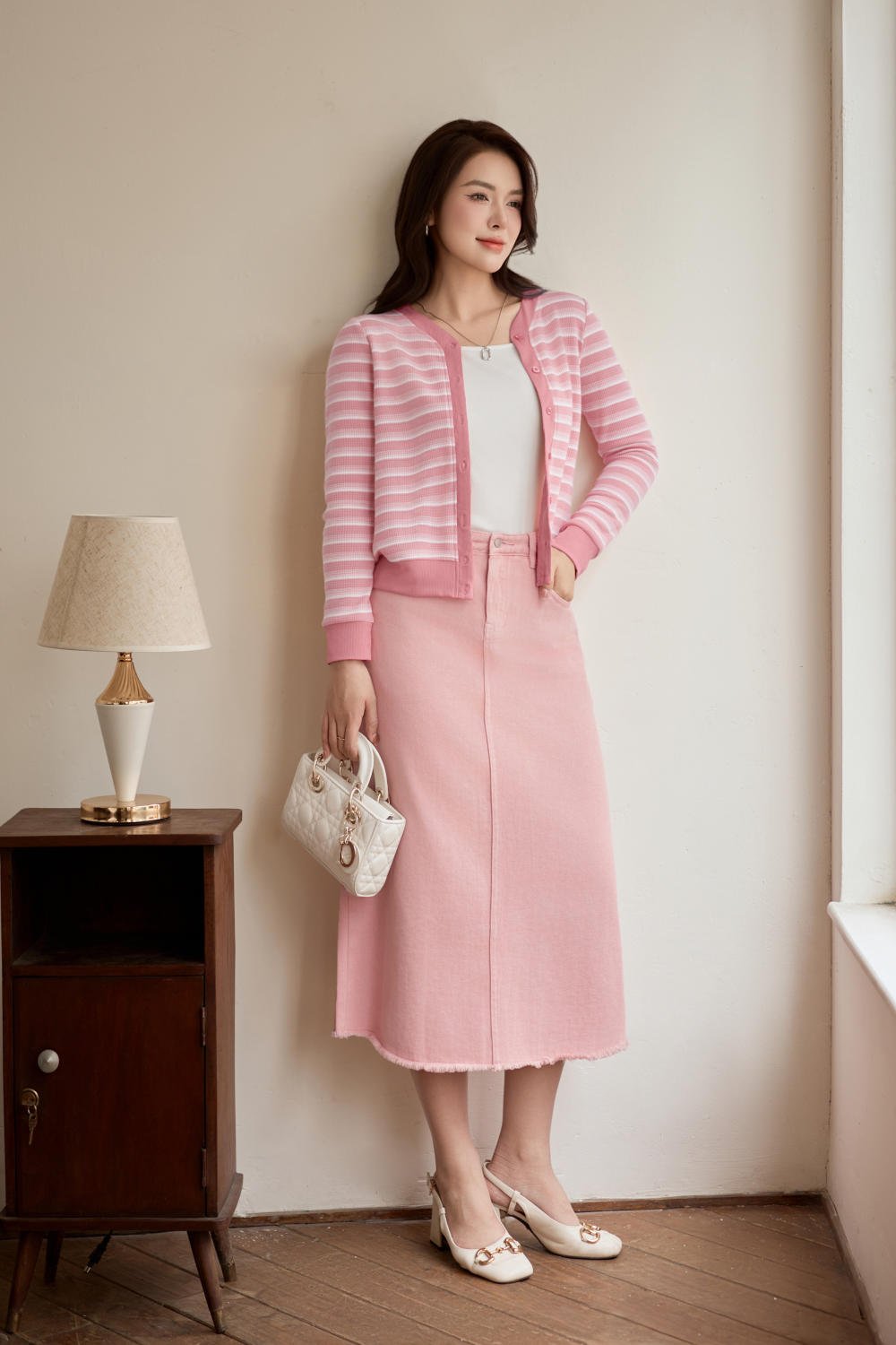 phối đồ với chân váy jean chữ a