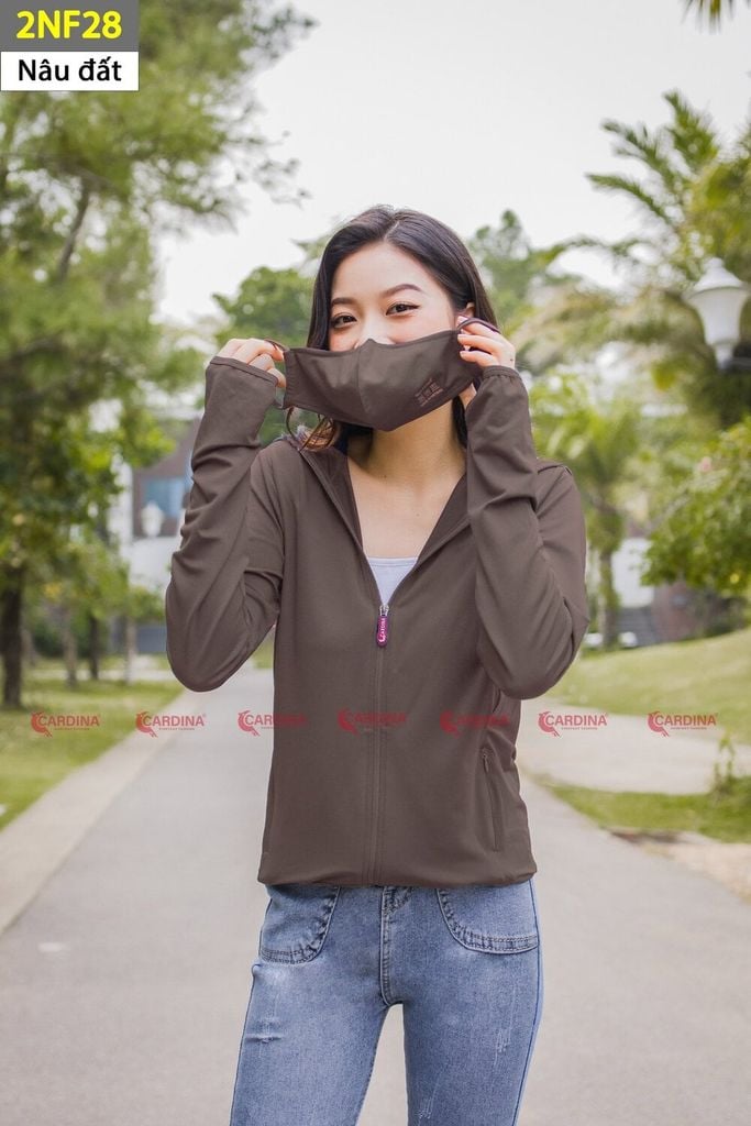  Áo chống nắng nữ 1 lớp Cardina dáng ngắn, co giãn 4 chiều, thấm hút mồ hôi 