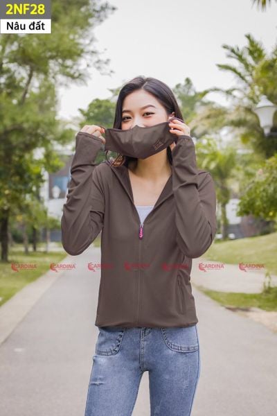  Áo chống nắng nữ 1 lớp Cardina dáng ngắn, co giãn 4 chiều, thấm hút mồ hôi 