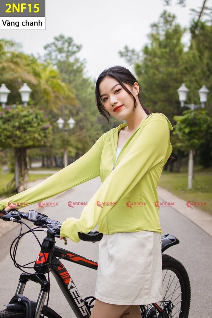  Áo chống nắng nữ 1 lớp Cardina dáng ngắn, co giãn 4 chiều, thấm hút mồ hôi 