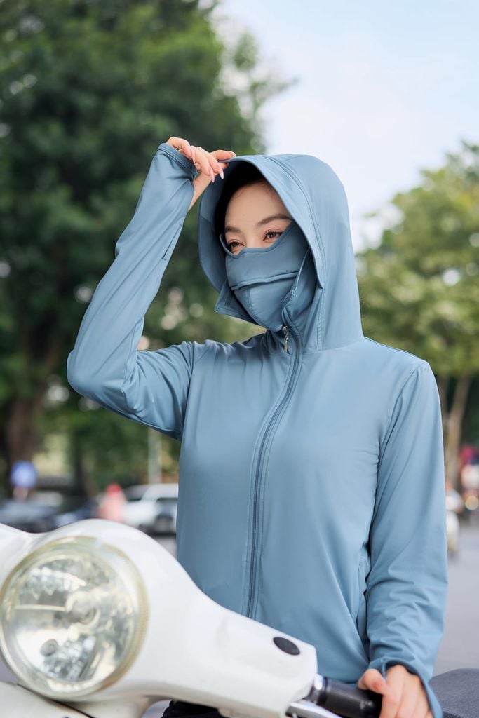  Áo khoác chống nắng dáng ngắn 2 lớp gấu suông chất liệu ice text công nghệ sợi lạnh, UPF50+ 