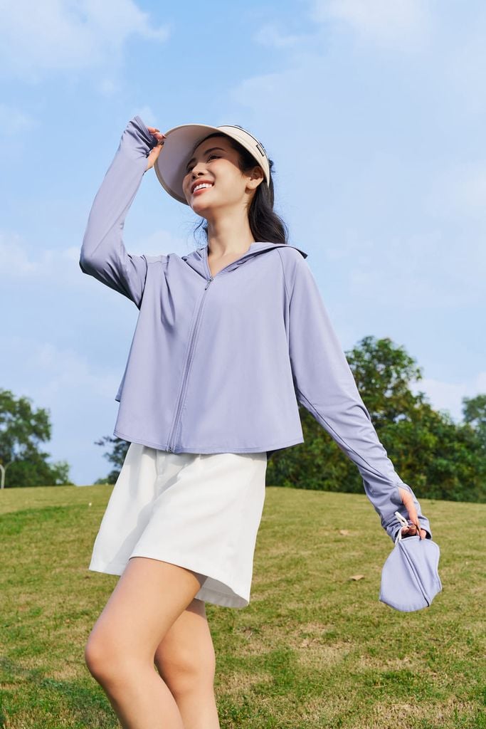  Áo khoác chống nắng nữ ngắn kiểu dáng cánh dơi chất liệu Icetext làm mát tức thì 