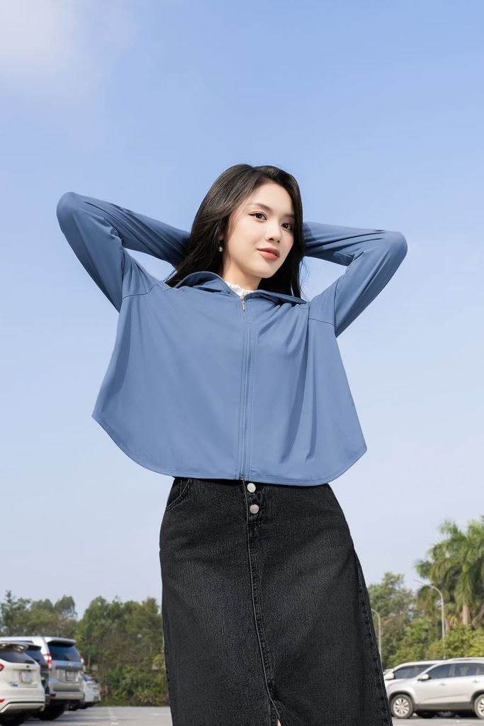  Áo khoác chống nắng nữ ngắn kiểu dáng cánh dơi chất liệu Icetext làm mát tức thì 
