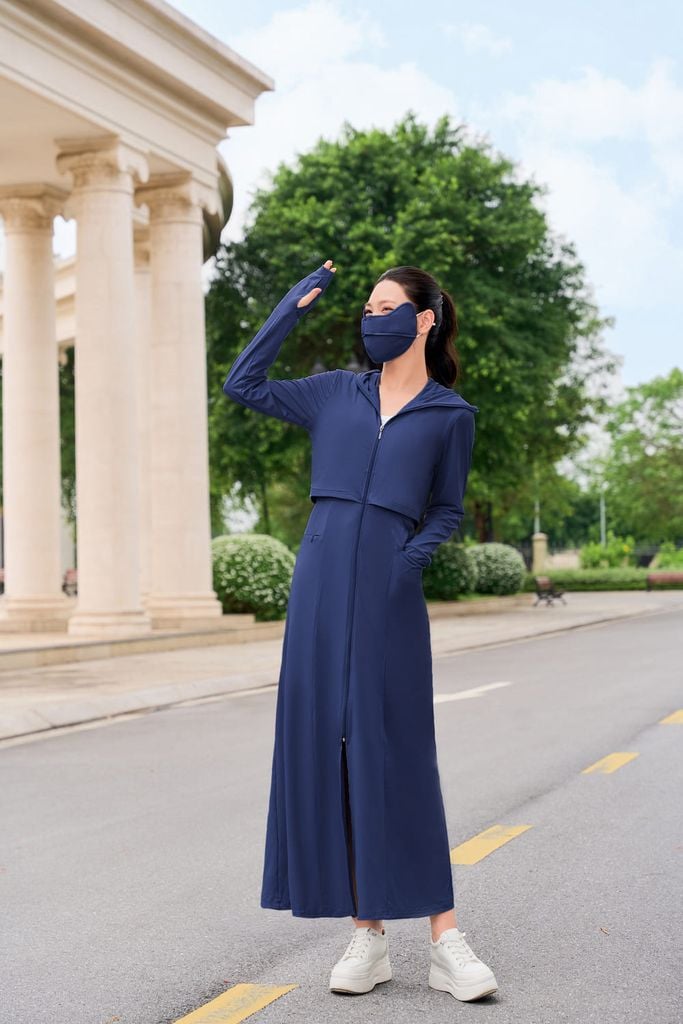  Áo chống nắng dáng dài 2 tầng chất liệu sợi lạnh 2 lớp làm mát tức thì 2025 