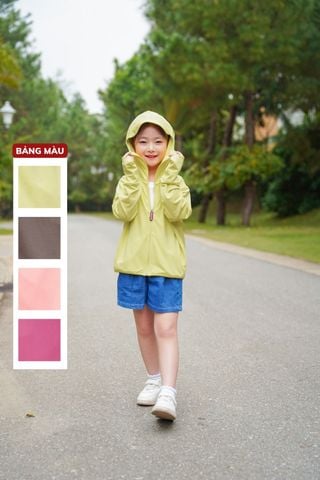 Áo chống nắng trẻ em 1 lớp cho bé gái, chất liệu thoáng mát chống UV.