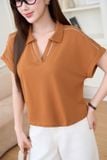  Áo phông nữ chất cotton co giãn 4 chiều dáng cổ V phối ren 