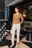  Áo tằm Ý nữ dáng peplum cổ V dài tay nhún eo tôn dáng 