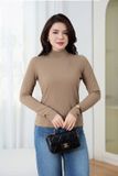  Áo giữ nhiệt nữ dài tay chất liệu len tăm cổ cao 5,5cm 