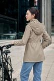  Áo jacket chất liệu gió tráng nhựa 50D dáng dài có rút eo linh hoạt 