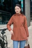  Áo jacket chất liệu gió tráng nhựa 50D dáng dài có rút eo linh hoạt 