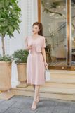  Áo khoác dáng lửng chất Tuýtsi cúc mạ đá xếp vai bồng thanh lịch 