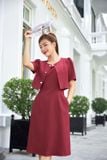  Áo khoác dáng lửng chất Tuýtsi cúc mạ đá xếp vai bồng thanh lịch 