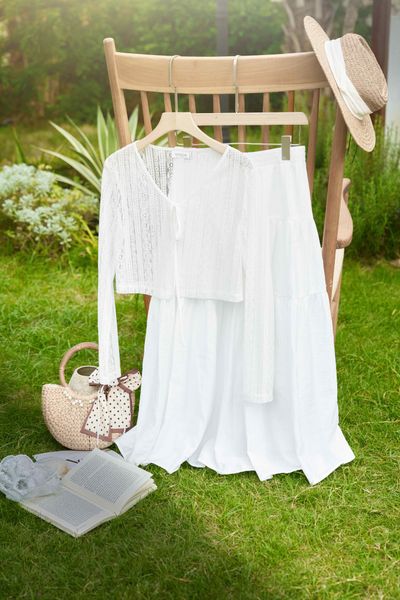  Áo Khoác Ren Nữ Younger by Cardina Dáng Dài Tay Vải Ren Hoa Nhí 