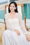  Áo Khoác Ren Nữ Younger by Cardina Dáng Dài Tay Vải Ren Hoa Nhí 