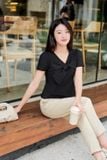  Áo peplum chéo Hàn tay cộc cổ nơ cách điệu 