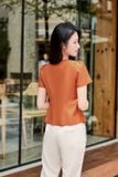  Áo peplum chéo Hàn tay cộc cổ nơ cách điệu 