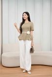 Áo kiểu nữ Cardina dòng Younger vải tuyết si kê thiết kế Peplum kèm dây đai 