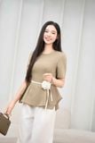  Áo kiểu nữ Cardina dòng Younger vải tuyết si kê thiết kế Peplum kèm dây đai 