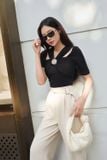 Áo thun nhũ dáng ôm nhún kiểu cutout thanh lịch kèm tag 