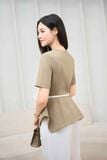 Áo kiểu nữ Cardina dòng Younger vải tuyết si kê thiết kế Peplum kèm dây đai 