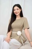  Áo kiểu nữ Cardina dòng Younger vải tuyết si kê thiết kế Peplum kèm dây đai 