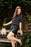  Áo mongtogi kẻ cổ tròn tay lỡ thời trang 
