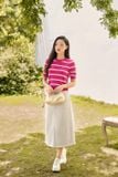  Áo mongtogi kẻ cổ tròn tay lỡ thời trang 
