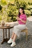  Áo mongtogi kẻ cổ tròn tay lỡ thời trang 