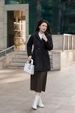  Áo parka nữ dáng dài Smile lót lông chất gió tráng Poly 50D chống nước 
