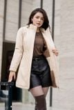  Áo parka nữ dáng dài Smile lót lông chất gió tráng Poly 50D chống nước 