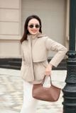  Áo parka nữ dáng ngắn Catchy lót lông ấm áp, vải gió tráng Poly 50D chống nước 