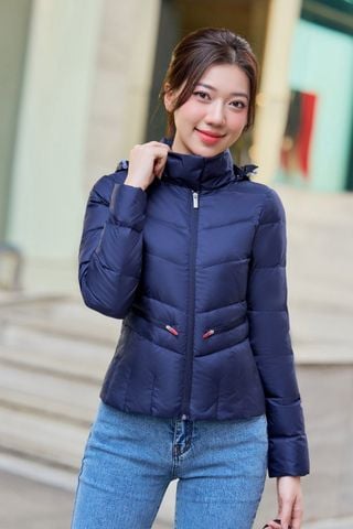 Áo khoác lông vũ nữ dáng ngắn có mũ chính hãng Cardina siêu nhẹ
