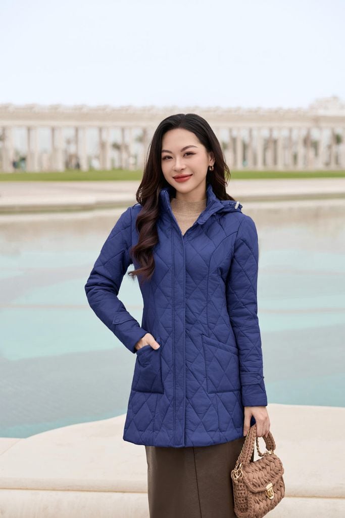  Áo phao nữ dáng lửng Believe có mũ lõi bông siêu nhẹ giữ ấm chống xô 