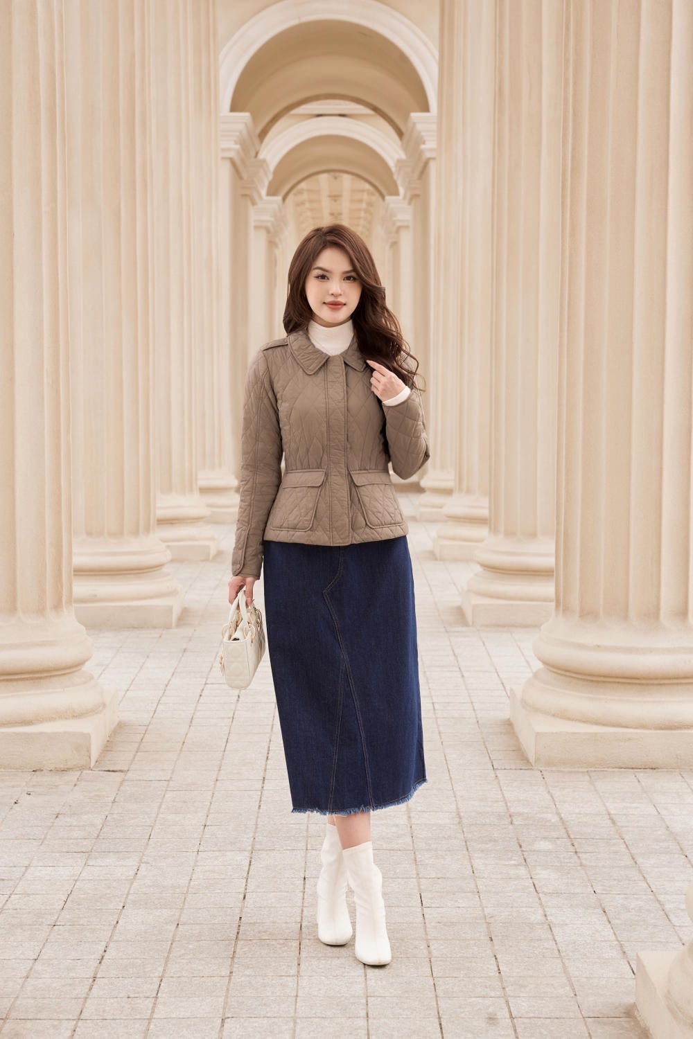 phối đồ với chân váy jean dài