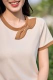  Áo thun chất tăm lạnh phối cổ nơ điệu đà 