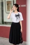  Áo phông nữ chất cotton vai chờm đính nơ nữ tính 