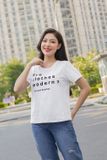  Áo phông nữ in chữ nhung bo cổ dệt RIB cao cấp chống bai dão, chất vải cotton thoáng mát 