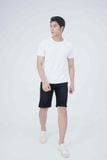  Áo thun nam Cardina dòng basic vải cotton dáng cổ tròn màu trắng trơn 