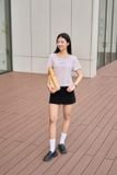  Áo phông nữ chất cotton cổ tròn thêu cỏ bốn lá An lành 